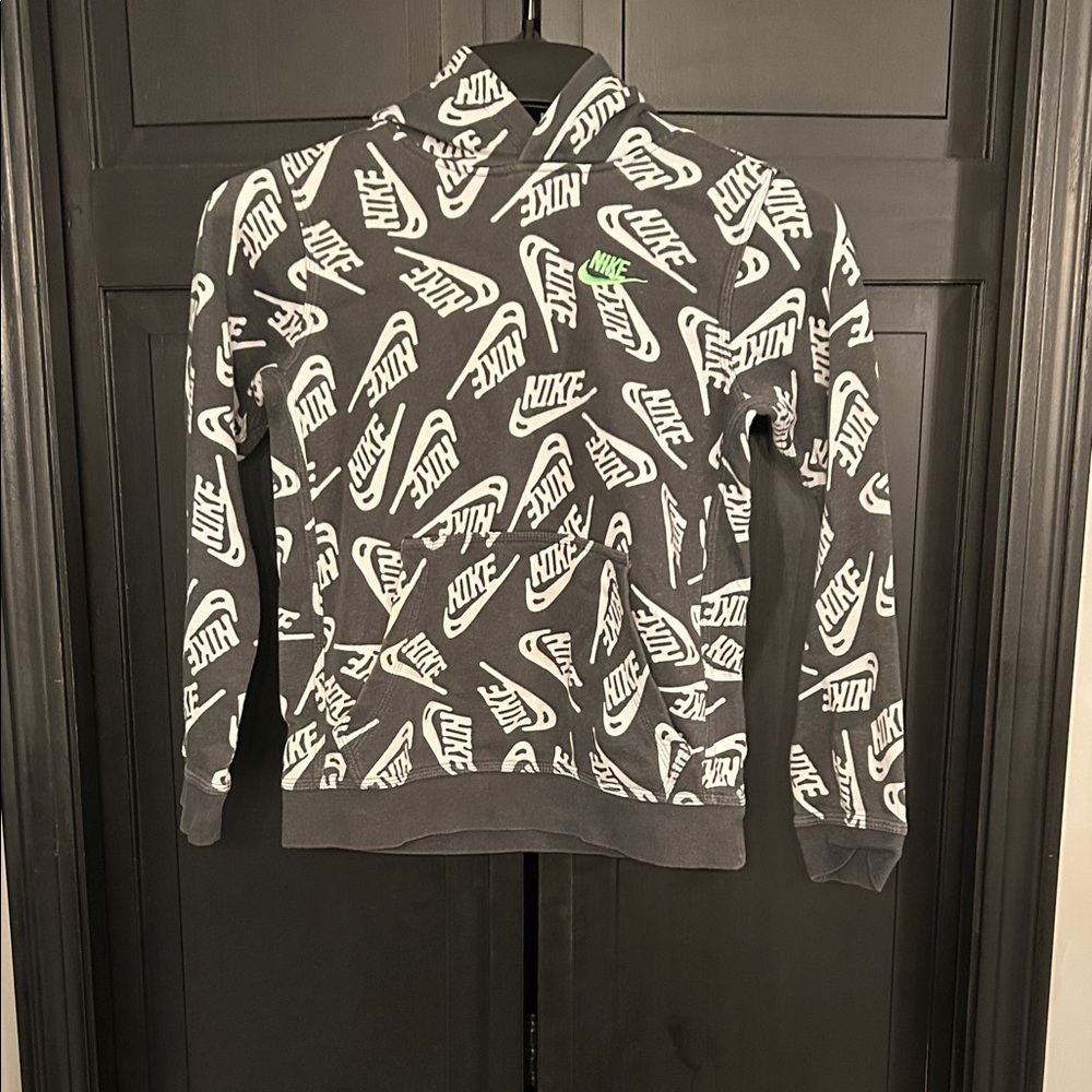 Nike Gray and White Logo Men's Crewneck Sweater